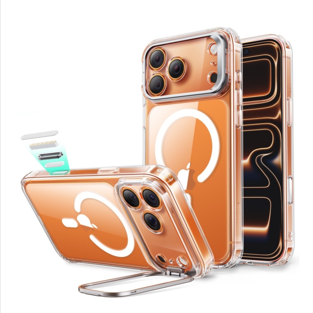 iPhone 17 PRO MAX Protective Case MagSafe Stash Stand Scratch Resistant-CLEAR